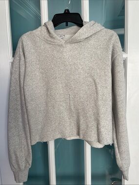Cropped Light Gray Hoodie Sweatshirt